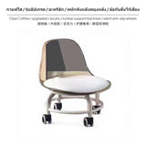 Maxbell 2-Piece Transparent Acrylic Stool Set with casters, Ergonomic Backrest & Soft padding, Modern Minimalist Small Rolling Chair for Home, Kids, Multi-Function, Moveable Coffee