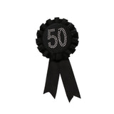 Maxbell Glitter 50 Award Ribbon Rosette Badge Brooch Birthday Party Favour Black - Aladdin Shoppers