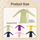 Maxbell 1/6 Scale Female Clothes Side Zipper with Sleeves Elastic Tight Fitted Dress Violet