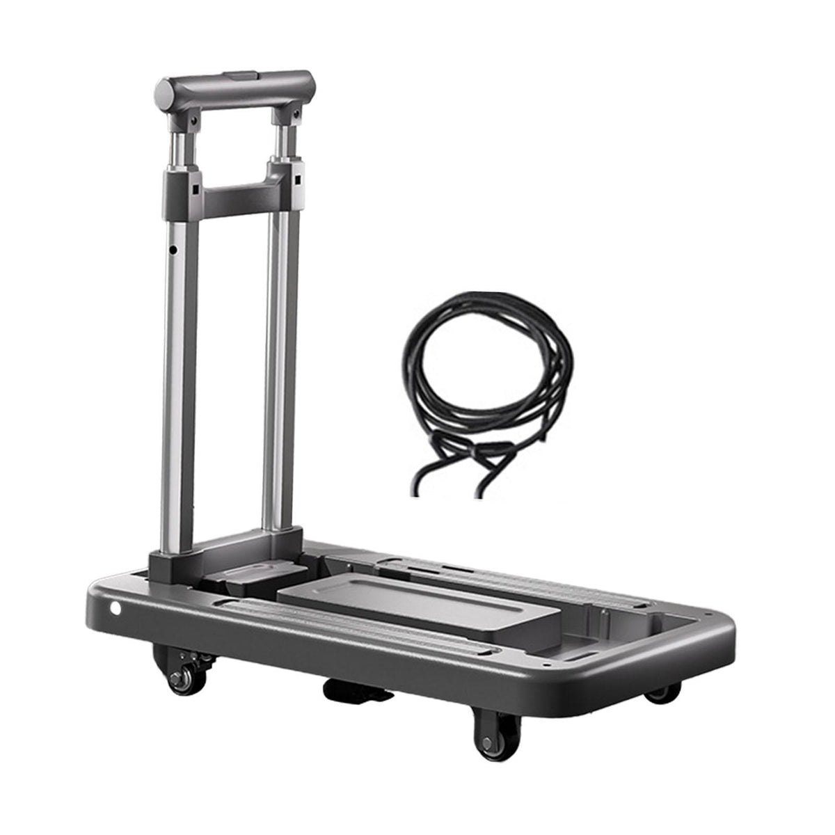 Maxbell Folding Hand Truck with Four Wheels Adjustable Handle for Office Lightweight Size L Gray