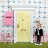 Maxbell 1:12 Dollhouse Miniature Wooden Yellow Exterior Door 6 Panel with Key