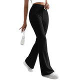 Maxbell Women Bell bottoms Trousers Elastic High Waist for Travel Casual Work Slacks S Black