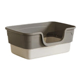 Maxbell Cat Litter Box Sandbox Cat Bedpan Easy to Clean Portable Cat Litter Tray Gray M