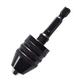 Maxbell Drill Chuck Conversion Tool 3 Jaw Easy to Use Sturdy Drill Head Chuck Adapter 0.3 to 6.5 Black Hex Shank