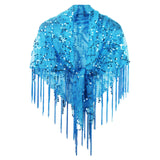 Maxbell Women Shawl Wrap Unique Sequin Shawl Cape for Formal Occasion Festival Dance Blue