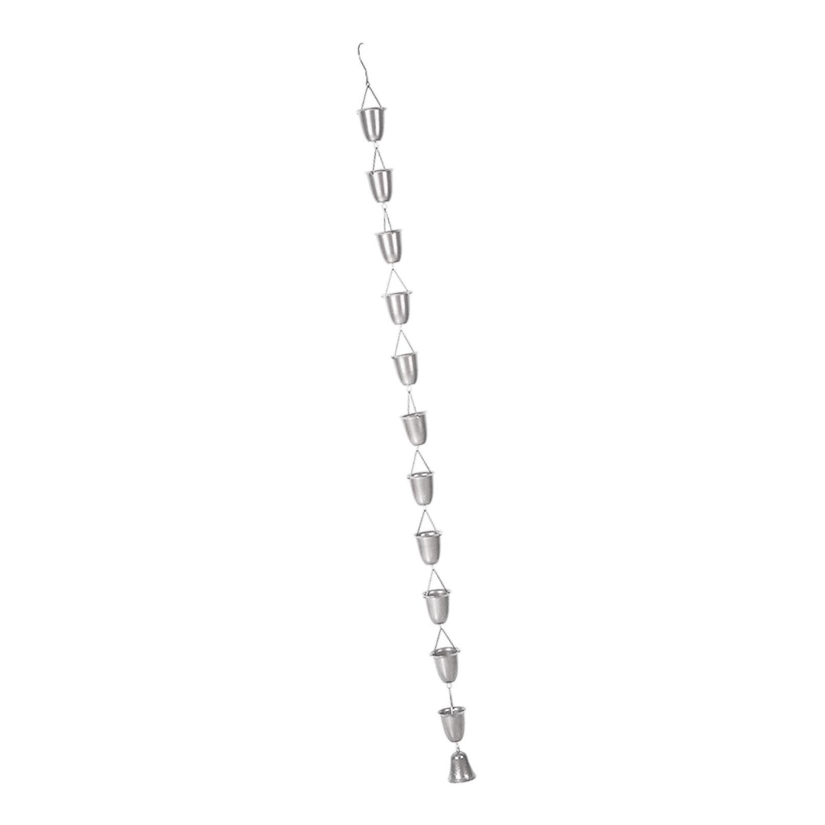 Maxbell Cup Rain Chain Ornament Iron Water Diverter for Outside House Decor Silver