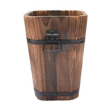 Maxbell Wooden Bucket Planter Retro Design Plant Container for Entryway Cafe Desktop M