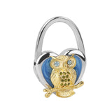 Maxbell Table Foldable Purse Bag Rhinestone Hanger Handbag Hook Holder Gift Owl Blue