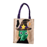 Maxbell Trick or Treat Tote with Handle Snack Grocery Bag Reusable Halloween Handbag Witch