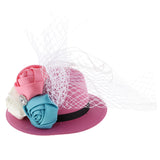 Maxbell Rose Feather Hat Child Mini Top Hat Fascinator Feather Headpiece  Rose red