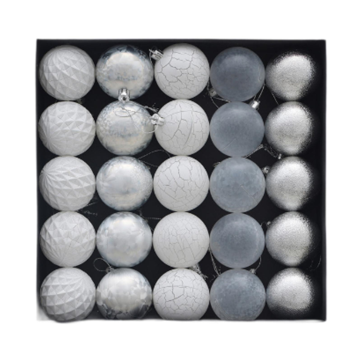 25 Pieces Christmas Tree Decorations Balls for Backyard Valentine's Day Home Silver