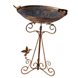 Iron Bird Bath Feeder Wind Resistant Stability Multifunctional 12.6x18.7inch