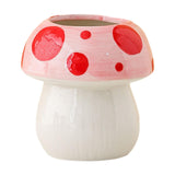 Maxbell Mushroom Ceramic Makeup Brushes Cup Container for Office School Gift Pink