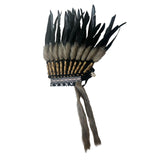 Maxbell American Chief Indian Native Hat Feather Headdress for Party Dance Show Black Gray