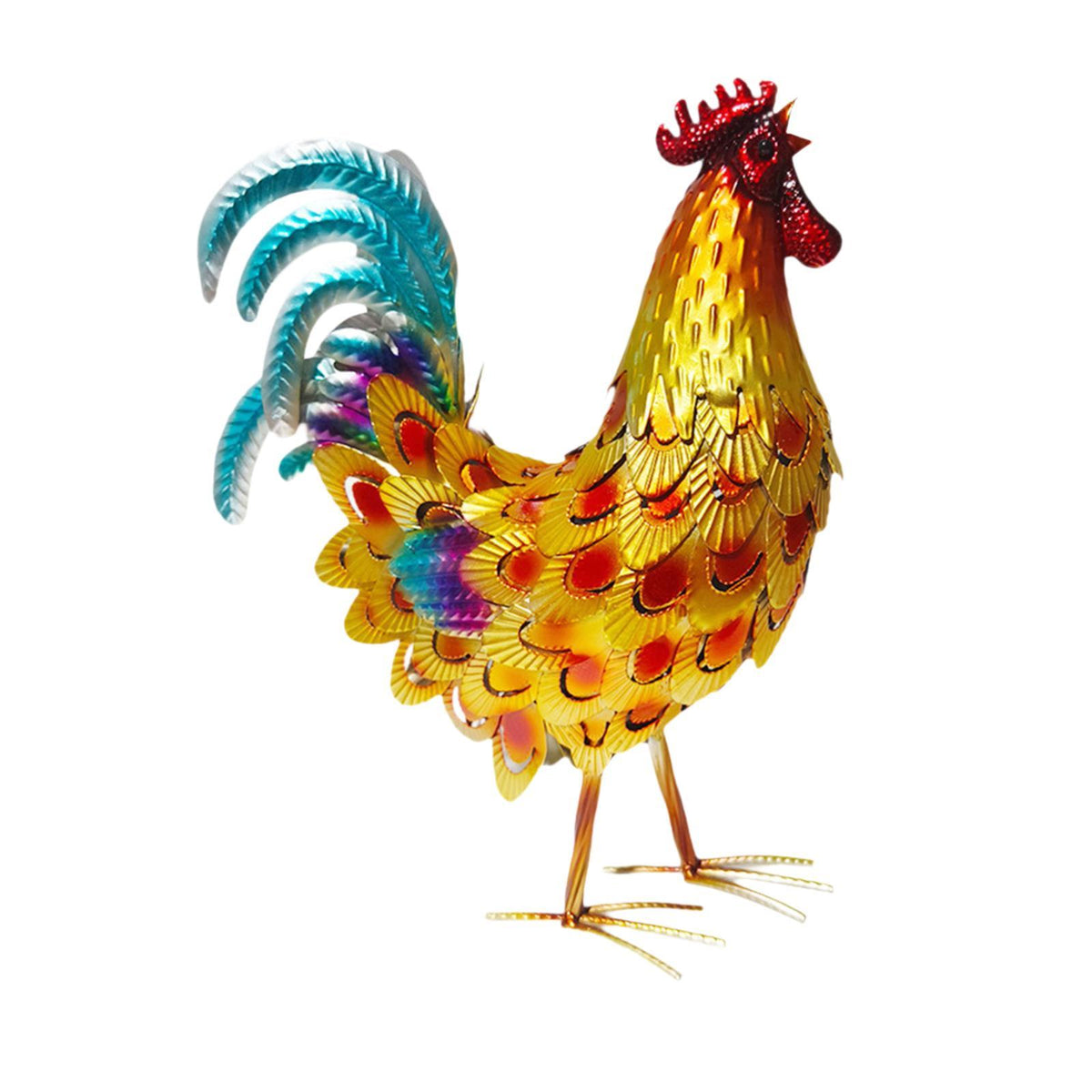 Maxbell Rooster Statue Crafts Metal Figurine for Office Fireplace Table Centerpieces Gold