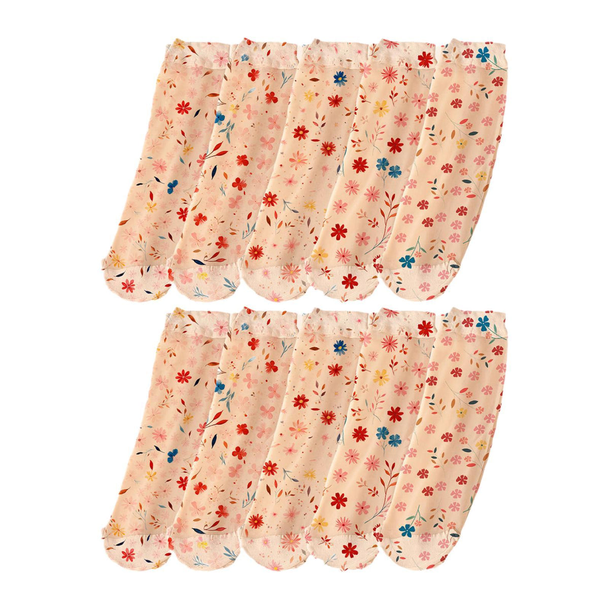 Maxbell Womens Socks 5 Pairs Cool Comfortable Breathable Mid Calf Flower Transparent