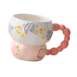 Maxbell Ceramic Coffee Mug Creative Cartoon Cereal Mug for Fruit Hot Chocolate Latte Peach