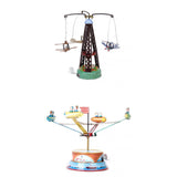 Maxbell 2x Vintage Wind Up Flying Airplane & Spacecraft Space Ship Carousel Tin Toys