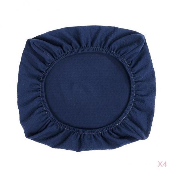 Maxbell 4PCS Jacquard Polyester Stretch Wedding Dining Chair Seat Cover Dark Blue_M