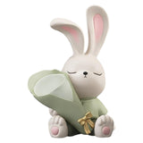 Maxbell Flower Vase Rabbit Figurine Sculpture Bedroom Living Room Resin Bunny Statue Sit 17cmx24cm