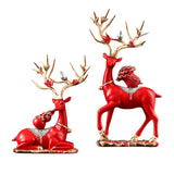Maxbell Elk Deer Figurines Home Decor Resin Sculptures for Office Bookshelf Tabletop red