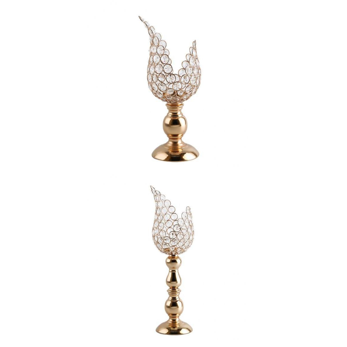 Maxbell 2x Petal Mosaic Candle Holder Table Candlestick Stand for Home Decor 2 sizes