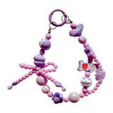 Maxbell Beaded Keychain Phone Charm Backpack Accessories Keyring for Kids Women Gift purple