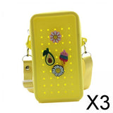 Maxbell 3xHoles Shoulder Bag Practical Silicone Phone Holder Bag for Women Sport Yellow