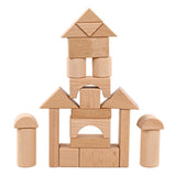 Maxbell Natural Wooden Building Block Set Stacking Cubes Educational Montessori Toy