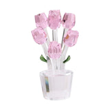 Maxbell Glass Roses Figurine 3D Wedding Roses Flowers Bouquets Ornament for Christmas pink