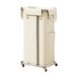 Maxbell Rolling Laundry Basket Cart Laundry Hamper for Apartment Living Room Bedroom Silver Frame Beige