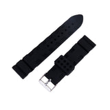 Maxbell Black Silicone Rubber Watch Strap Band Curved Stainless Steel Buckle Waterproof 22mm