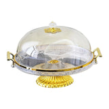 Maxbell Dessert Snack Serving Platter Round Display Cakes Stand with Lid for Muffins Clear