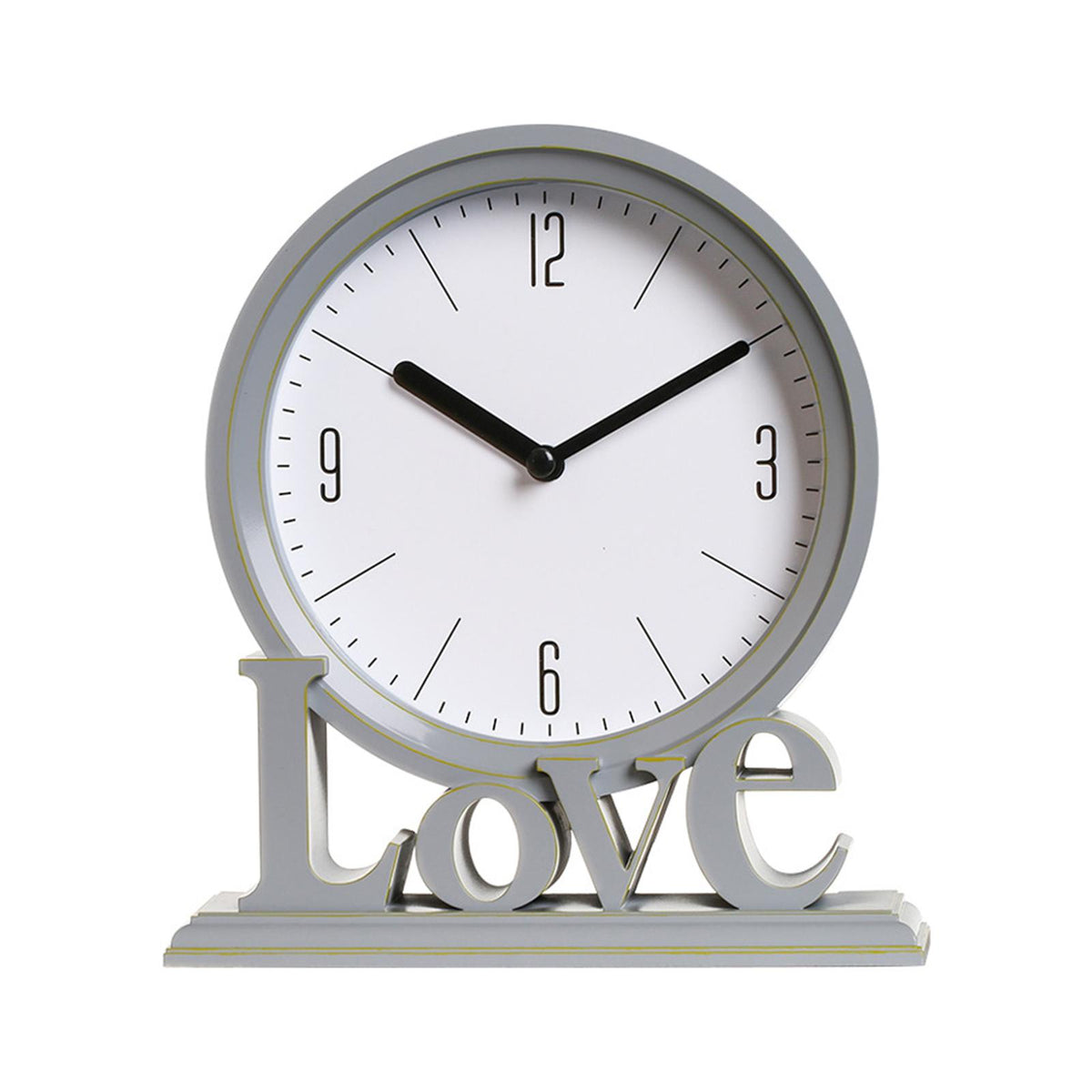 Maxbell Maxbell Decorative Love Word Desk Clock Non Ticking Ornament for Bedroom Easily Read Grey