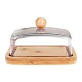 Maxbell Bamboo Butter Dish with Clear Lid Butter Box Tin for Kitchen Cake Shop Hotel