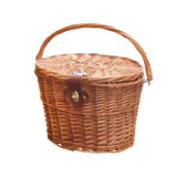 Maxbell Bike Front Basket Handcraft Accessories Storage Knitting with Lid Rattan Brown - Aladdin Shoppers