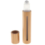 Maxbell Maxbell 15ML Empty Bamboo Shell PP Perfume Roller Ball Bottle Case Steel Bead Head