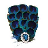 Maxbell Blue Peacock Feather Bride Hair Clip Fascinator Crystal Wedding Party