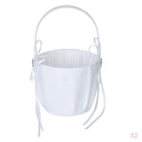 Maxbell 2pcs Elegant White Satin Wedding Ceremony Party Diamante Flower Girl Basket