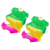 Maxbell Silk Belly Dance Fan Bamboo Long Fans Veils for Costume Accessories Carnival green yellow