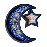Maxbell Ramadan Tray Serve Plate Party Holder Multipurpose Moon Star Tray Blue
