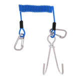 Maxbell Scuba Diving Reef Double Hooks with Spiral Coil Lanyard and Carabiner blue - Aladdin Shoppers