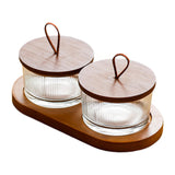 Maxbell Wooden Snack Serving Tray Split Glass Fruit Tray for Fruit Nuts Snacks 2 grid