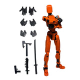 3D Printed Multi Jointed Movable Male Action Figure for Collection Role Play orange and black