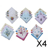 Maxbell 4x18 Pieces Women Soft Cotton Handkerchiefs Wedding Party Hankie Kerchiefs