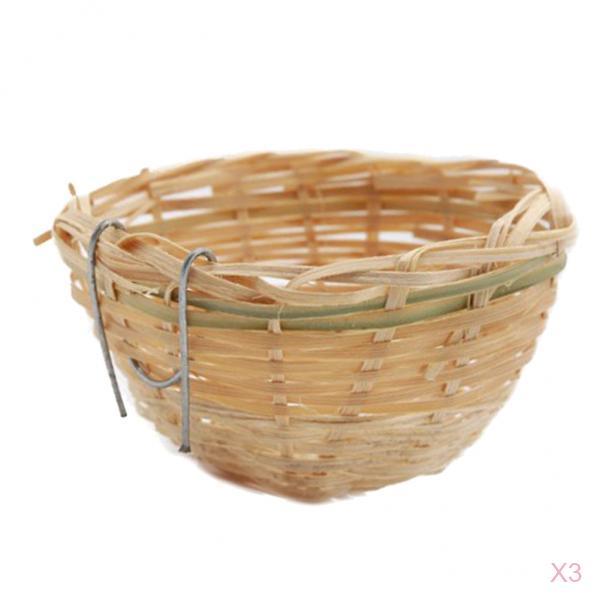 Maxbell 3pcs Bamboo Woven Canary Nest Bird Breeding Hatching Cage Parrot Rest Cave