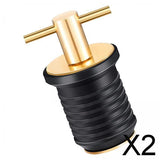 Maxbell 2xBoat Drain Plug 3/4'' or 1-1/4'' Screw T-Shaped Handle for 19mm 32mm Hole Brass 19mm