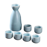 Maxbell Ceramic Sake Set Gifts Ornament Sake Drink for Tea Party Cupboard Restaurant Blue
