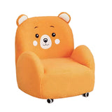 Maxbell 2in1 Kids Cartoon Sofa Bed, Soft Plush, Solid Wood, Safe & Space-Saving Orange Bear Roller