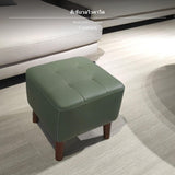 Maxbell Genuine Leather Ottoman Stool Genuine Leather Ottoman Stool, sturdy Wood Frame, Modern Square Leather Footrest, Multipurpose Shoe Bench for Living Room, Makeup, Entryway, personalized hues Available, No Assembly Needed Avocado Green